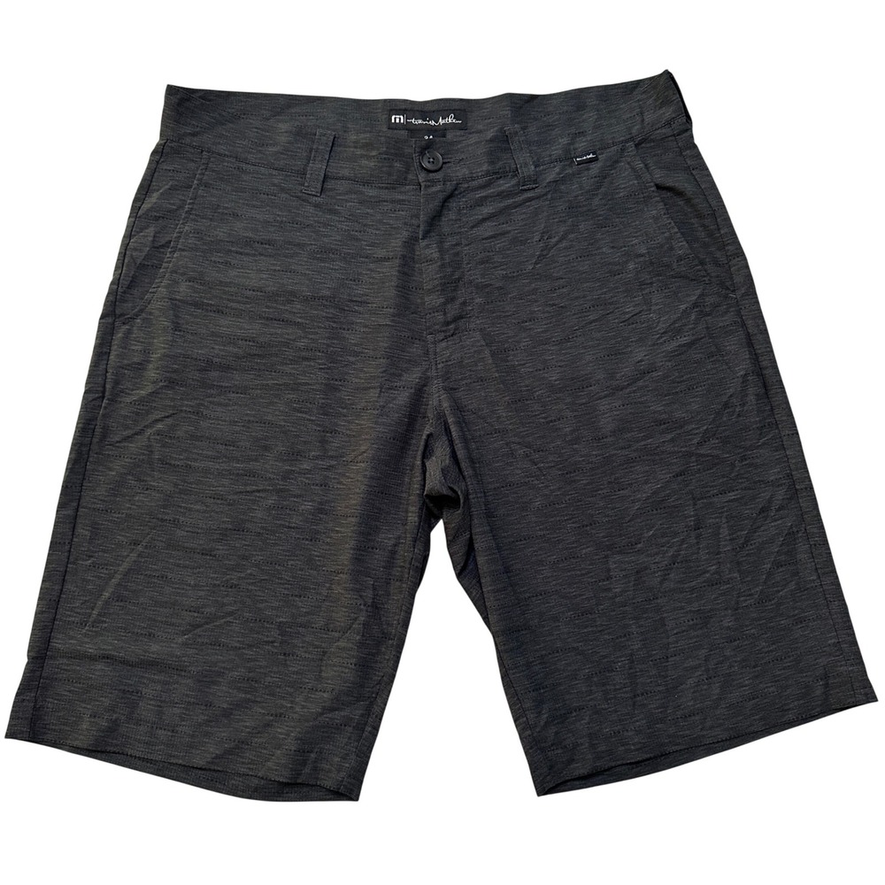 TravisMathew Shorts Men 34 Grey Textured Stretch Performance Heritage Patch Golf